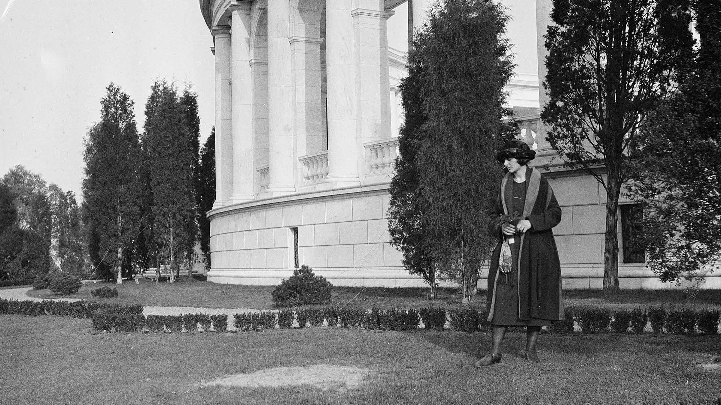 Ethel Herzfeld near round colonnade
