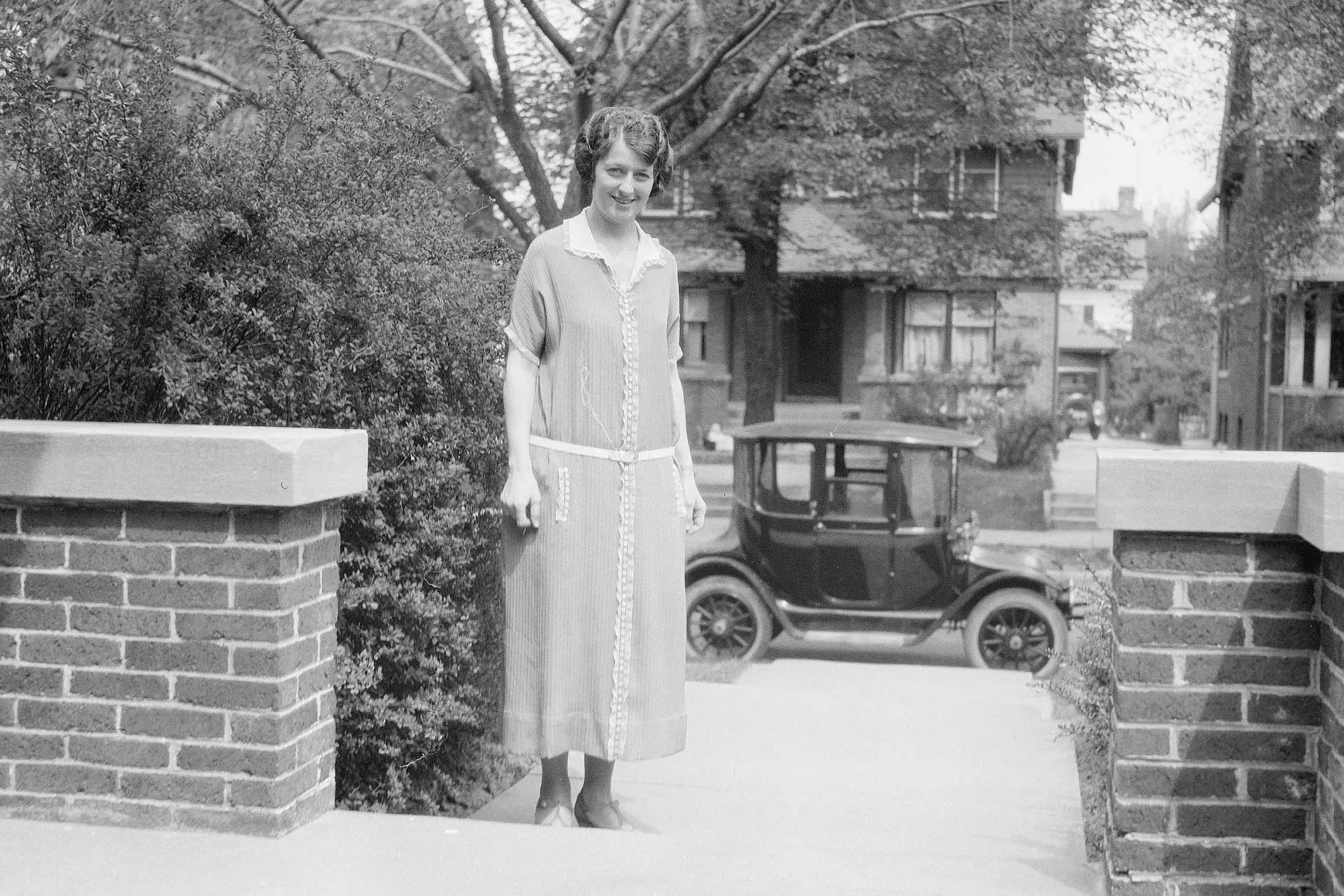 Portrait of Ethel Herzfeld with Pierce-Arrow car